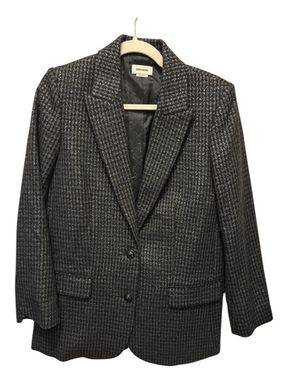 Zadig & Voltaire Black and Gray Tweed Blazer